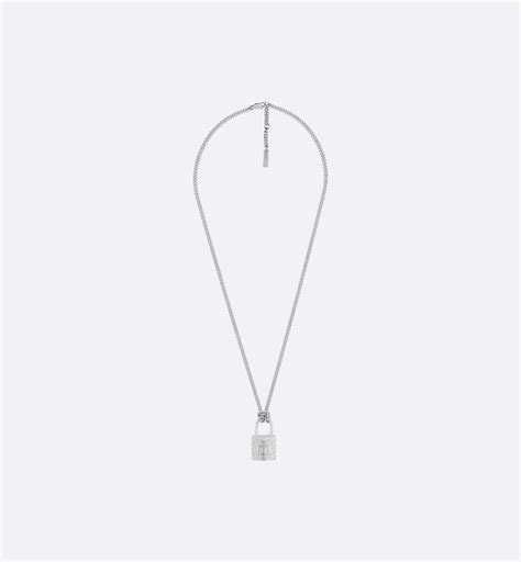 dior padlock necklace mens|CHRISTIAN DIOR Oblique Padlock Pendant Necklace Silver .